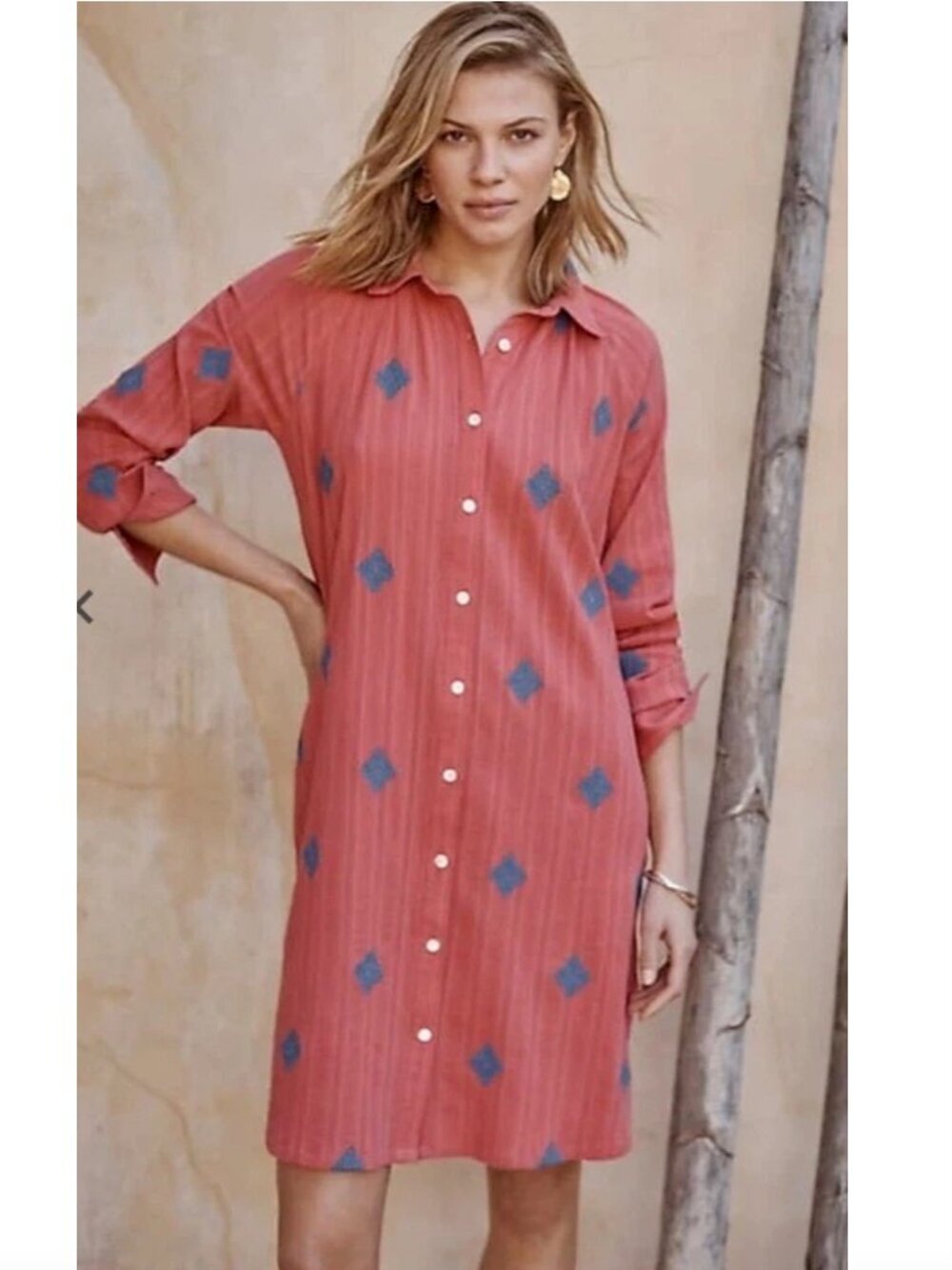 J Jill Embroidered Shirt Dress
